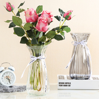 欧式创意大号玻璃花瓶透明彩色水培桌面玻璃花瓶客厅插花装饰摆件