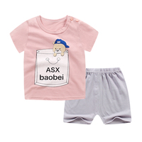 2018新款儿童宝宝服男女夏季纯棉婴儿套装小孩短袖0-3-5岁童装潮