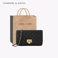 CHARISE&KAITH菱格女包经典正品22新款欧美单肩斜跨链条小方包