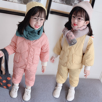 儿童网红套装女童秋冬季2019新款小童棉衣暖暖两件套宝宝洋气冬装