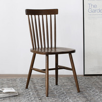 北欧餐椅家用靠背现代简约黑胡桃木色温莎椅餐厅家具书桌实木椅子
