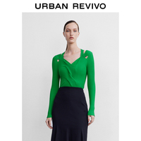 UR2022冬季新品女装优雅设计感解构镂空紧身针织T恤WG37S9BN2018