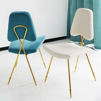 北欧铁艺餐椅简约梳妆椅靠背现代金色客厅创意椅卧室书桌椅化妆椅