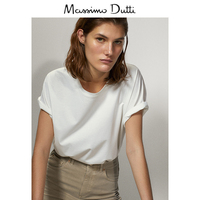 Massimo Dutti女装 宽松版型圆领短袖棉质T恤基础款纯色 06812902251