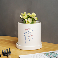 新款哑光直筒北欧简约托盘植物个性室内盆栽可爱家用创意陶瓷花盆