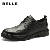 Belle/百丽男鞋2022秋季新款真皮商务正装休闲布洛克厚底男士皮鞋