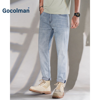 GoColman莱赛尔天丝超薄款面料夏季牛仔裤男修身直筒水洗浅色裤子