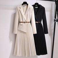 高级感小西装套裙夏2022年新款大码女装法式气质西装领感假两件连
