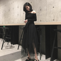 半身裙夏女2018新款高腰黑色韩版显瘦中长款不规则慵懒风网纱裙子