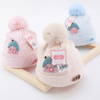 新生儿胎帽纯棉0-3-6个月初生婴儿帽子春秋冬小可爱毛球婴幼儿帽1