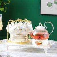 北欧花茶具套装水果耐热日系陶瓷玻璃花茶壶蜡烛加热底座下午茶