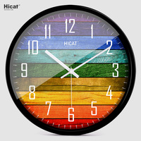 HICAT欧式创意木大号静音挂钟现代时尚客厅个性卧室石英时钟表