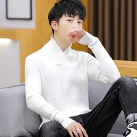 男士高领毛衣欧美秋冬季韩版潮流青年休闲修身个性长领纯色打底衫