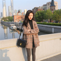 格子毛呢外套女2018流行女装新款短款韩版修身加厚小个子呢子大衣