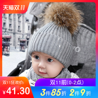 宝宝帽子秋冬季0-3个月男女儿童围脖款毛线帽1-4岁婴儿帽子潮6-12