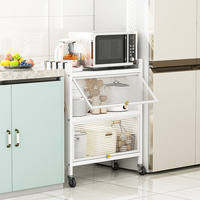 厨房柜子储物柜多层落地带门可移动家用收纳柜放微波炉置物架橱柜
