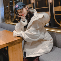 大毛领羽绒棉服女短款2018新款工装外套冬韩版学生宽松加厚棉袄潮