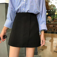 2018夏季新款韩版chic百搭高腰显瘦黑色半身裙A字短裙子学生女装