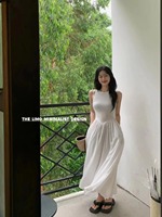 LIMO2022夏季新款韩版宽松圆领显瘦收腰无袖背心拖地中长款连衣裙