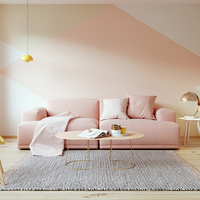 北欧双人位小户型布艺沙发组合现代粉色风格设计师家具软乳胶沙发