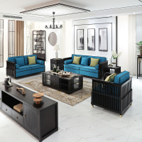 新中式沙发现代酒店禅意实木沙发组合样板房客厅布艺沙发复古家具