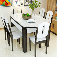 大理石可伸缩餐桌椅组合白色折叠烤漆实木现代简约餐桌家用客厅