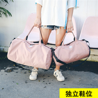 短途旅行包女手提圆筒行李包韩版大容量简约旅行袋轻便防水健身包