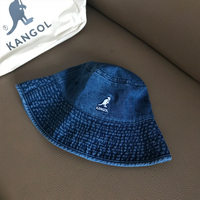 kangol袋鼠牛仔渔夫帽蓝色水洗做旧大帽檐遮阳帽休闲时尚街头盆帽