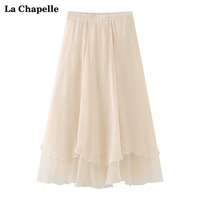 拉夏贝尔/La Chapelle休闲仙女不规则网纱半身裙韩版中长裙春新款