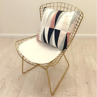 镂空铁丝椅简约休闲椅北欧铁艺创意餐椅 金色现代设计师椅子