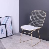 金色镂空铁丝网椅铁艺餐椅北欧金属椅子网红设计师现代简约靠背椅