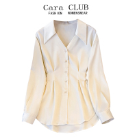 Cara CLUB大码法式收腰衬衫女春秋季时尚洋气减龄显瘦设计感上衣