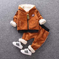 宝宝秋冬装加绒卫衣套装0一1-3岁男童加厚两件套婴儿衣服洋气韩版