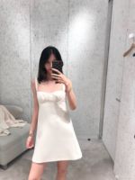 【WizAann】2018夏季新款质感白裙子连衣裙 仙女黑白两色短背带裙