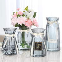 【四件套】玻璃花瓶摆件欧式田园餐厅透明玻璃水培花瓶创意插花瓶