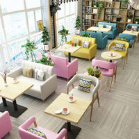 奶茶店桌椅组合简约休闲甜品快餐冷饮店西餐咖啡厅小吃店卡座沙发