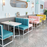 网红奶茶甜品店桌椅组合西餐厅咖啡厅汉堡小吃店简约卡座沙发定制