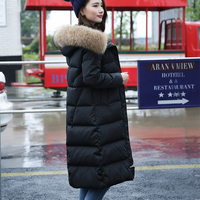 冬季韩版真毛领羽绒服女中长款过膝长款2018新款加厚大码冬装外套