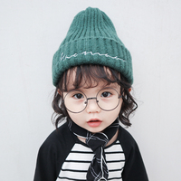 宝宝儿童毛线帽子针织秋冬新款纯色男童女童韩版小孩帽子保暖护耳