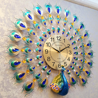 孔雀钟表挂钟客厅现代简约大气创意欧式时钟家用装饰挂表石英钟
