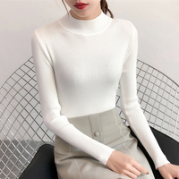 秋冬季2018新款半高领套头短款毛衣女韩版修身紧身长袖打底针织衫