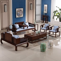 新中式沙发禅意别墅客厅现代中式样板房古典风格家具组合实木沙发