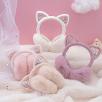 可爱小猫耳罩儿童冬季保暖加绒可折叠仿兔毛加厚女童护耳暖捂耳套