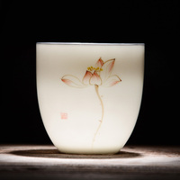 德化白瓷手绘茶杯陶瓷功夫茶具套装家用大号薄胎品茗杯主人杯单杯