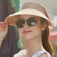 新款遮阳帽夏天防紫外线女士太阳帽骑车防晒时尚蕾丝大檐空顶帽子