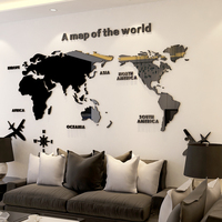 世界地图亚克力3D立体墙贴纸卧室客厅教室沙发贴画办公室装饰背景