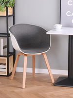 丹麦北欧餐椅休闲现代简约家用设计师创意办公软包实木脚餐厅椅子