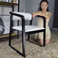 北欧餐椅 实木家用 现代简约餐桌椅子组合办公靠背凳子扶手皮椅