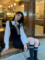 秋冬韩系学院风jk制服两件套装包臀裙小香风御姐减龄茶系连衣裙女