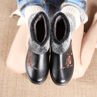 冬老北京布鞋女老人棉鞋平跟加绒加厚防水保暖防滑中老年奶奶皮鞋